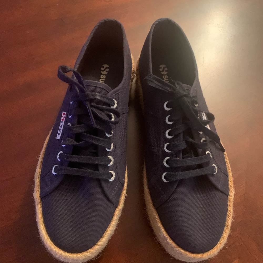 Superga Navy platform sneakers